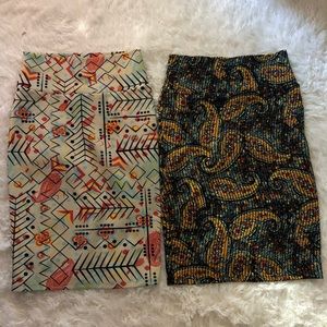 Lot of 2 Casey skirt size XSmall Peasly blue beige pencil lot of 2